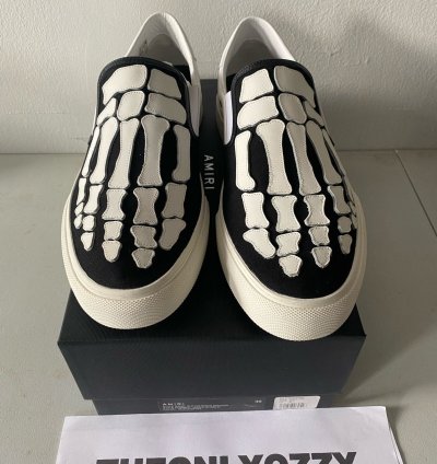Amiri Slip On Bones Skel Toe Sneakers Black White Sz 46 13