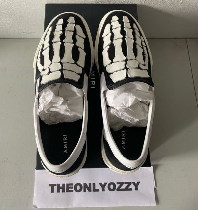 Amiri Slip On Bones Skel Toe Sneakers Black White Sz 46 13