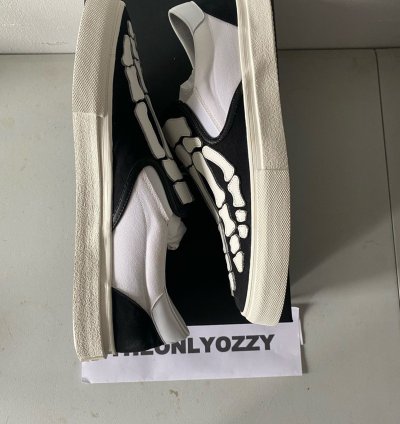 Amiri Slip On Bones Skel Toe Sneakers Black White Sz 46 13
