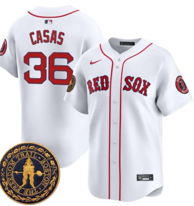 Triston Casas Jersey 36 Boston Red Sox Freedom Trail Patch Vapor Premier Limited Stitched White