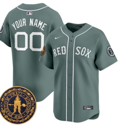 Custom Boston Red Sox Jersey Name Number Freedom Trail Patch Vapor Premier Limited Stitched Green