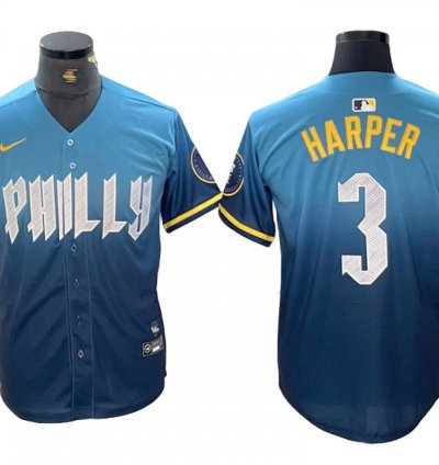 Philadelphia Phillies 3 Bryce Harper City Connect Limited Jersey - Blue