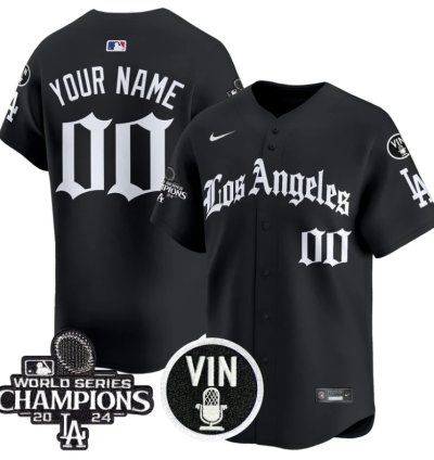 Custom Dodgers Jersey Name Number 2025 La Gothic Style Vapor Premier Limited Stitched Black