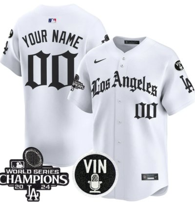 Custom Dodgers Jersey Name Number 2025 La Gothic Style Vapor Premier Limited Stitched White