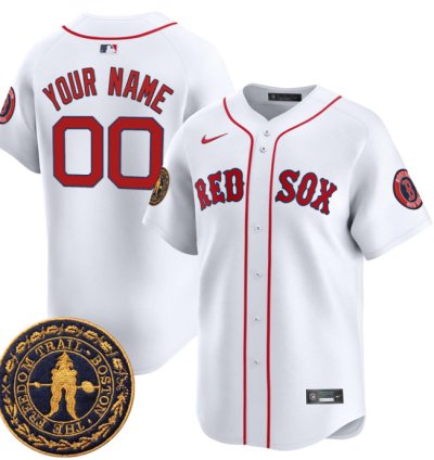 Custom Boston Red Sox Jersey Name Number Freedom Trail Patch Vapor Premier Limited Stitched White
