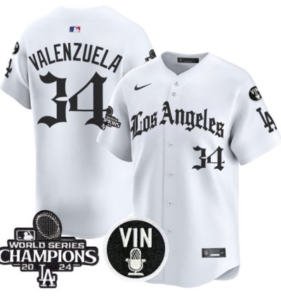 Fernando Valenzuela Jersey 34 Dodgers 2025 La Gothic Style Vapor Premier Limited Stitched White