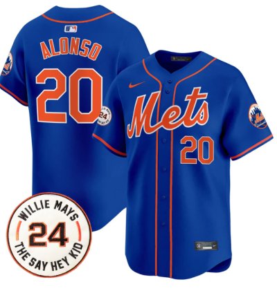 Pete Alonso Jersey 20 Mets Willie Mays Patch Vapor Premier Limited Stitched Royal