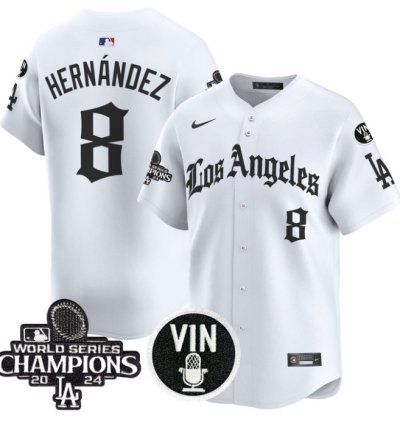 Kike Hernandez Jersey 8 Dodgers 2025 La Gothic Style Vapor Premier Limited Stitched White