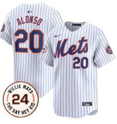Pete Alonso Jersey 20 Mets Willie Mays Patch Vapor Premier Limited Stitched White