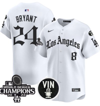 Kobe Bryant Jersey 24 Dodgers 2025 La Gothic Style Vapor Premier Limited Stitched White