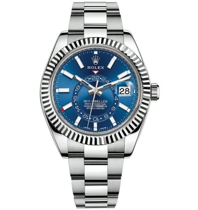 Rolex Sky-dweller 42mm Oyster 326934 Stainless Steel White Gold Watch Blue Dial Never Worn