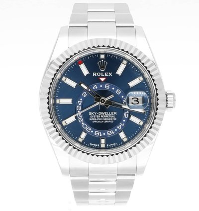 Rolex Sky-dweller 42mm Oyster 326934 Stainless Steel White Gold Watch Blue Dial Never Worn