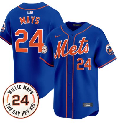 Willie Mays Jersey 24 New York Mets Willie Mays Patch Vapor Premier Limited Stitched Royal
