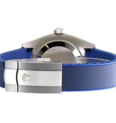Rolex Sky-dweller 42mm Stainless Steel Blue Dial 18k Fluted Bezel Oyster Bracelet With Rubberb