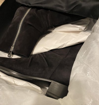 Amiri Stack Leather Sole Boot Suede Black