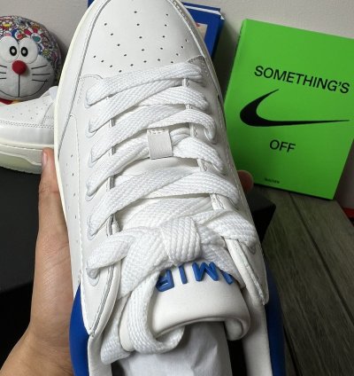 Amiri Stadium Leather Sneaker White Blue