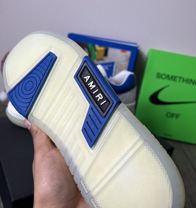 Amiri Stadium Leather Sneaker White Blue