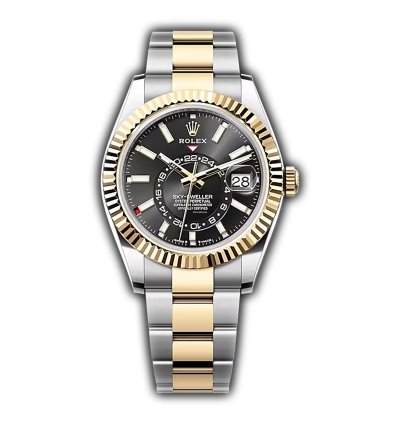 Rolex Sky-dweller 42mm Steel And 18k Yellow Gold Black Dial Oyster Bracelet