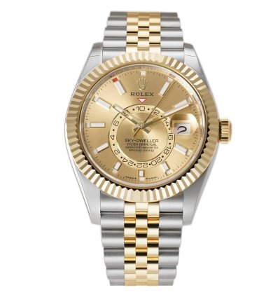Rolex Sky-dweller 42mm Steel And 18k Yellow Gold Champagne Dial Jubilee Bracelet