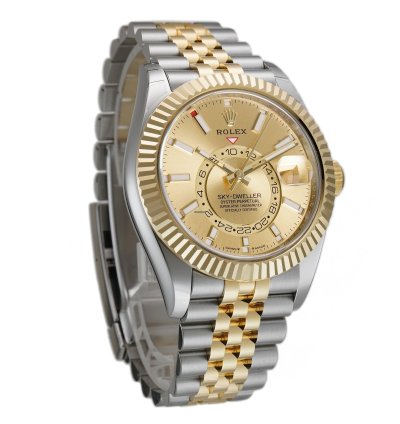 Rolex Sky-dweller 42mm Steel And 18k Yellow Gold Champagne Dial Jubilee Bracelet