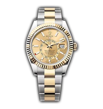 Rolex Sky-dweller 42mm Steel And 18k Yellow Gold Champagne Dial Oyster Bracelet
