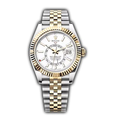 Rolex Sky-dweller 42mm Steel And 18k Yellow Gold White Dial Jubilee Bracelet