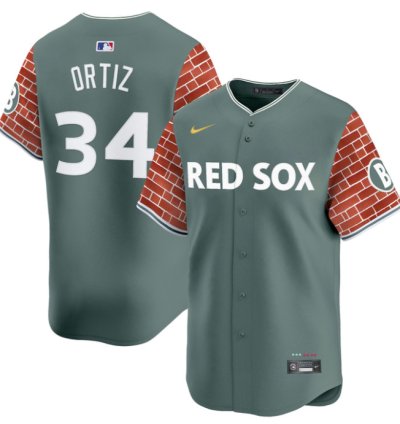 David Ortiz Jersey 34 Boston Red Sox 2025 Fenway Red Brick Style Vapor Premier Stitched Green