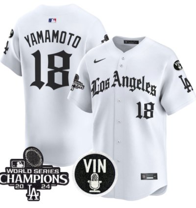 Yamamoto Jersey 18 Dodgers 2025 La Gothic Style Vapor Premier Limited Stitched White