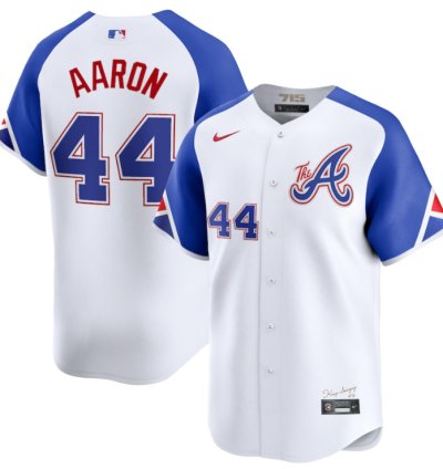 Hank Aaron 44 Atlanta Braves City Connect Retired Men Jersey - White