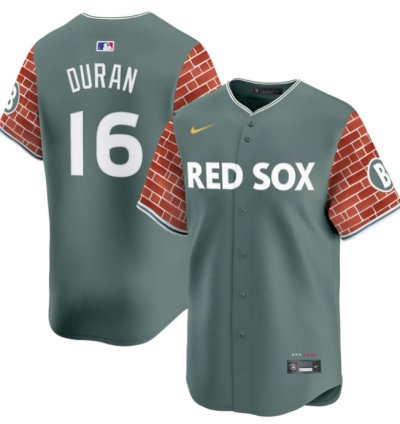 Jarren Duran Jersey 16 Boston Red Sox 2025 Fenway Red Brick Style Vapor Premier Stitched Green