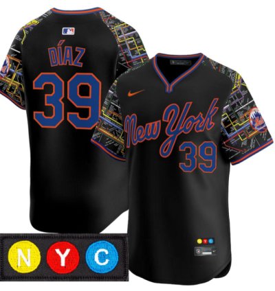 Edwin Díaz Jersey 39 New York Mets Subway Style Vapor Premier Limited Stitched Black