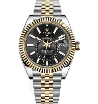 Rolex Sky-dweller 42mm Two Tone Black Yellow Gold Dial Jubilee 326933