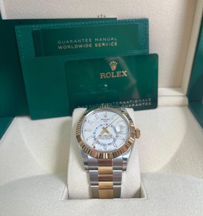 Rolex Sky-dweller 42mm Two Tone Stainless Steel White Dial 326933