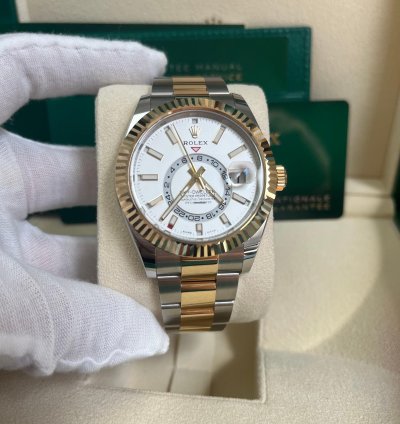 Rolex Sky-dweller 42mm Two Tone Stainless Steel White Dial 326933