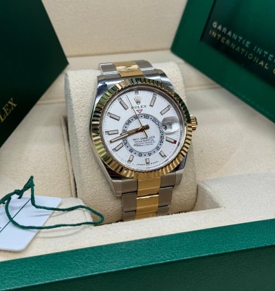 Rolex Sky-dweller 42mm Two Tone White Dial 2023 Unworn 336933 Complete Set
