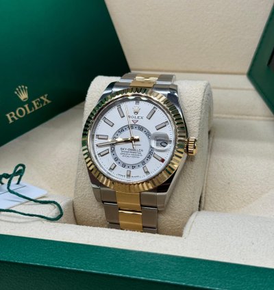 Rolex Sky-dweller 42mm Two Tone White Dial 2023 Unworn 336933 Complete Set