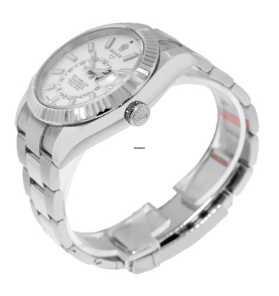 Rolex Sky-dweller 42mm White Gold Steel White Index Dial Fluted Bezel 336934