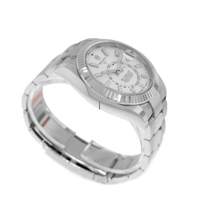 Rolex Sky-dweller 42mm White Gold Steel White Index Dial Fluted Bezel 336934
