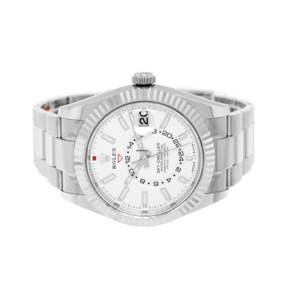 Rolex Sky-dweller 42mm White Gold Steel White Index Dial Fluted Bezel 336934