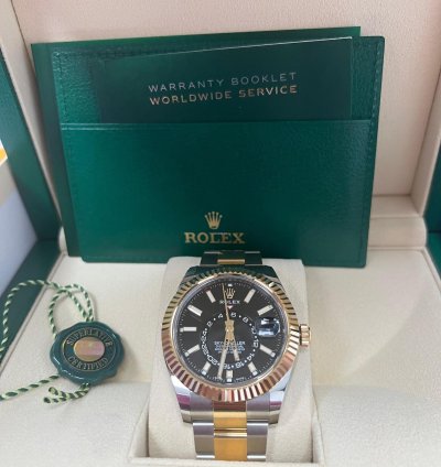 Rolex Sky-dweller 42mm Yellow Gold And Steel Two Tone Black Index Dial 326933