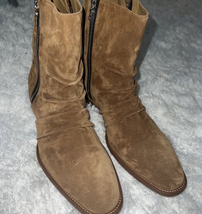 Amiri Suede Stack Boots With Zipper Brand New Size 44