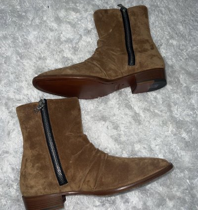 Amiri Suede Stack Boots With Zipper Brand New Size 44