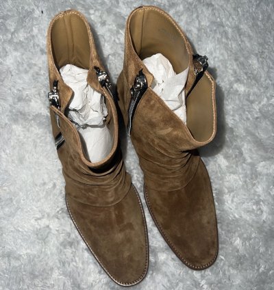 Amiri Suede Stack Boots With Zipper Brand New Size 44