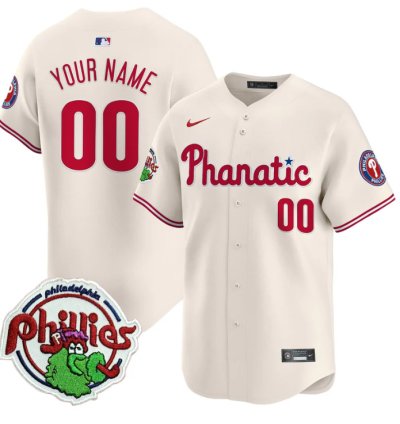 Custom Phillies Jersey Phanatic Patch Vapor Premier Limited Stitched Cream