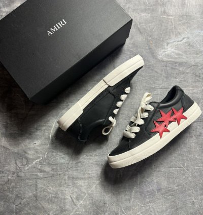 Amiri Sunset Skate Leather Sneakers In Black