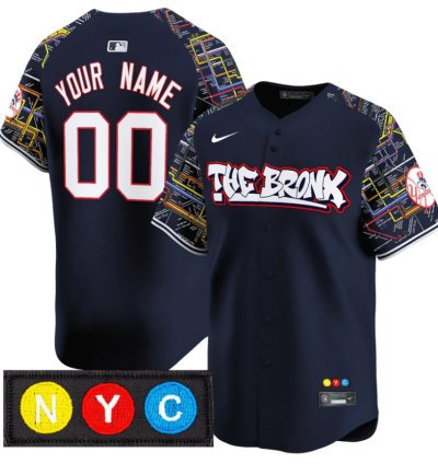 Customnew York Yankees Jersey The Bronx Subway Style Vapor Premier Limited Stitched Navy