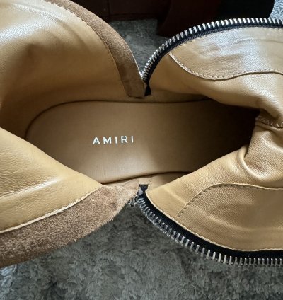 Amiri Tawny Brown Leather Double Zipper Stack Boots 10 Us