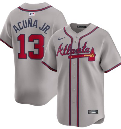 Ronald Acuña Jr 13 Atlanta Braves Away Limited Player Men Jersey - Gray