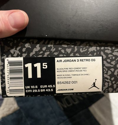 Air Jordan 3 Black Cement 2018 Size 11 5
