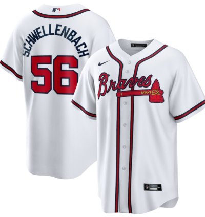 Spencer Schwellenbach 56 Atlanta Braves Home Men Jersey - White